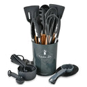 34-Piece Eco-Friendly Silicone Kitchen Utensil Set with Wooden Handles