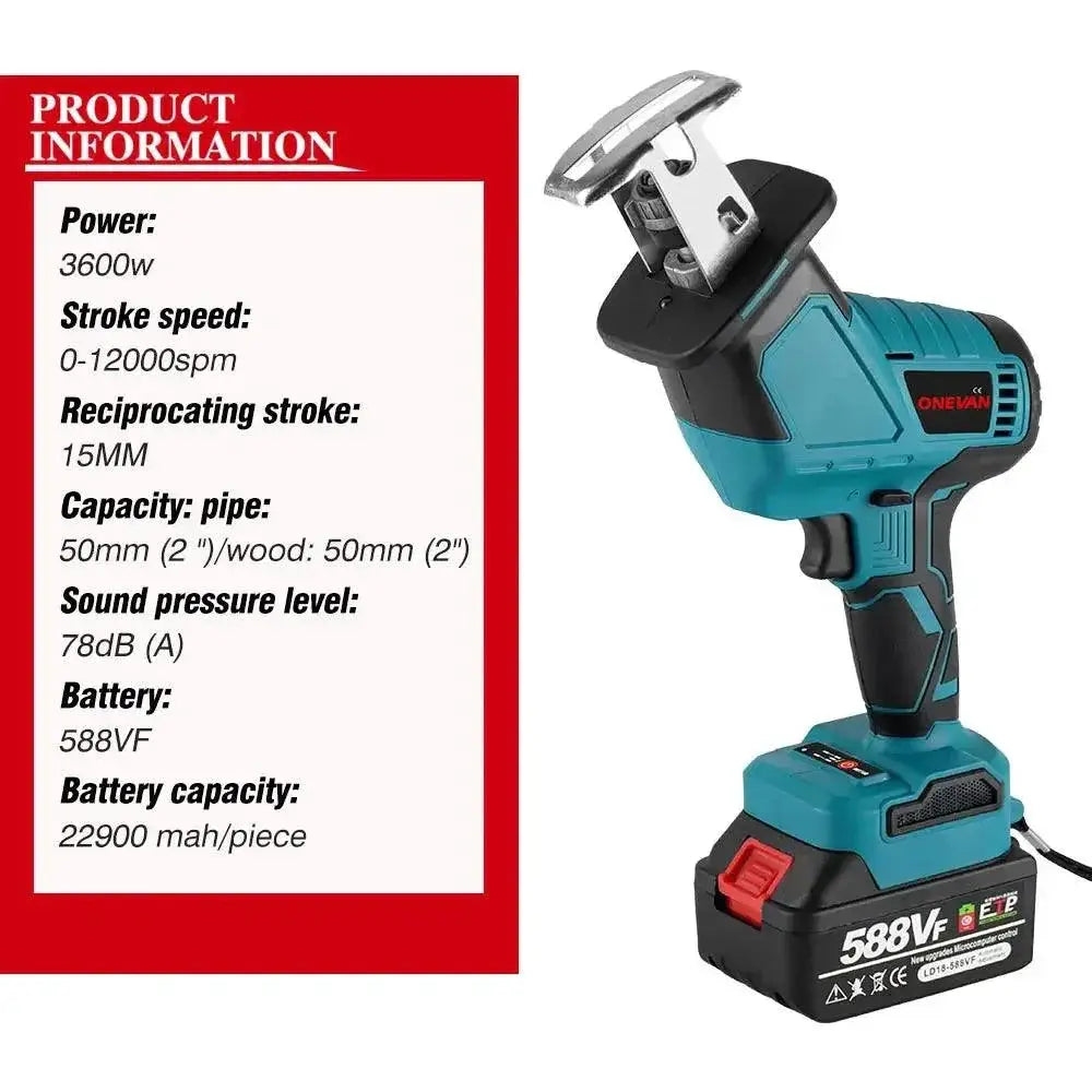 3600W Brushless Reciprocating Saw Cordless Chainsaw 12000SPM