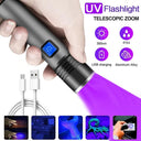 395nm UV Flashlight Enhanced Detection Zoomable USB Rechargeable - OurLum.com