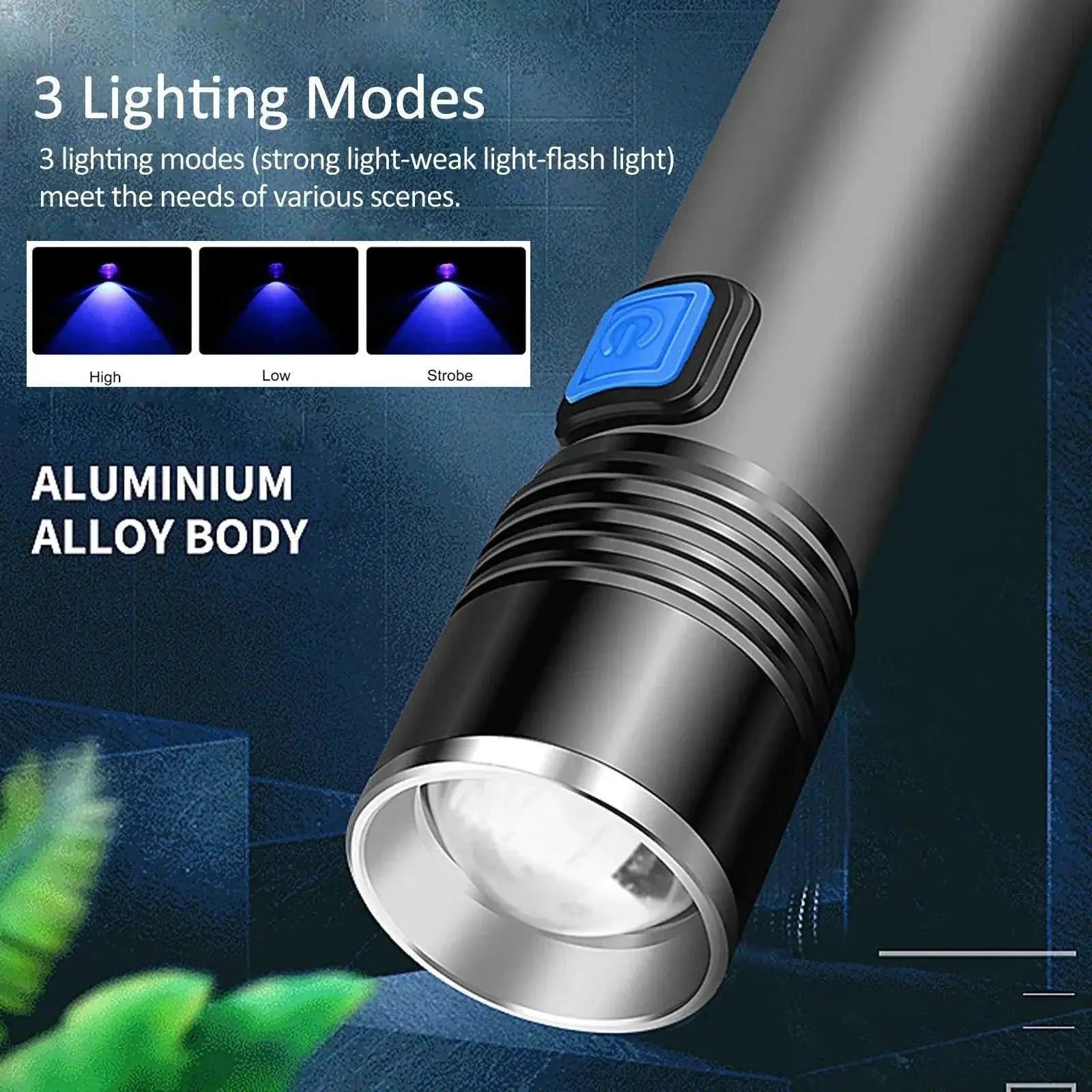 395nm UV Flashlight Zoomable USB Rechargeable Detection