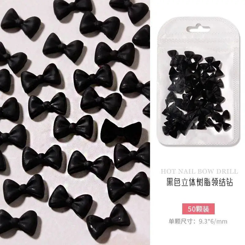 3D Black And White Bowknot Resin Nail Art Kit Elevate