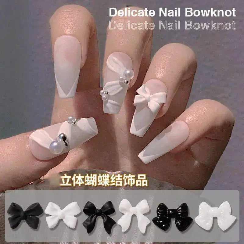3D Black And White Bowknot Resin Nail Art Kit Elevate