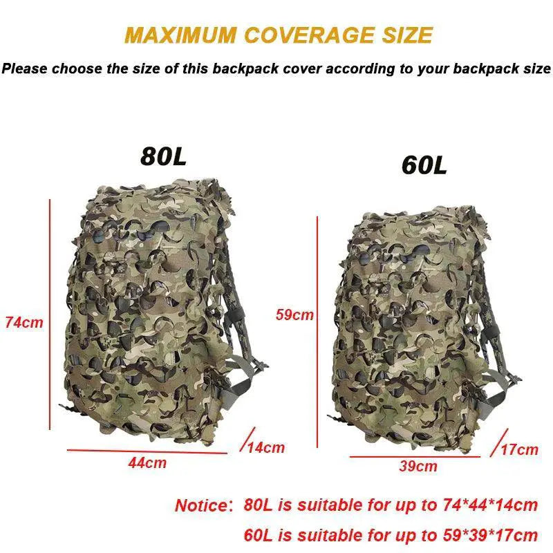3D Camo Net Backpack Cover for 60L 80L Hunting Gear