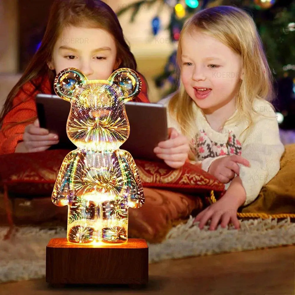 3D Fireworks Bear Night Light USB Atmosphere Creator