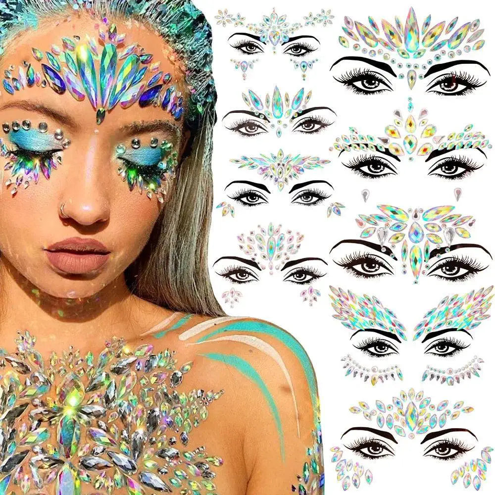 3D Glitter Face Jewels Temporary Tattoo Stickers Sparkle