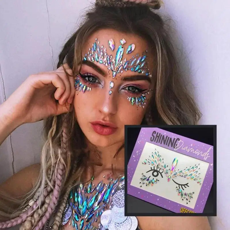3D Glitter Face Jewels Temporary Tattoo Stickers Sparkle