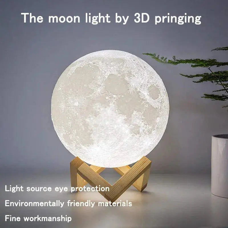3D Printed Rechargeable Moon Lamp With 16 Color Remote LED