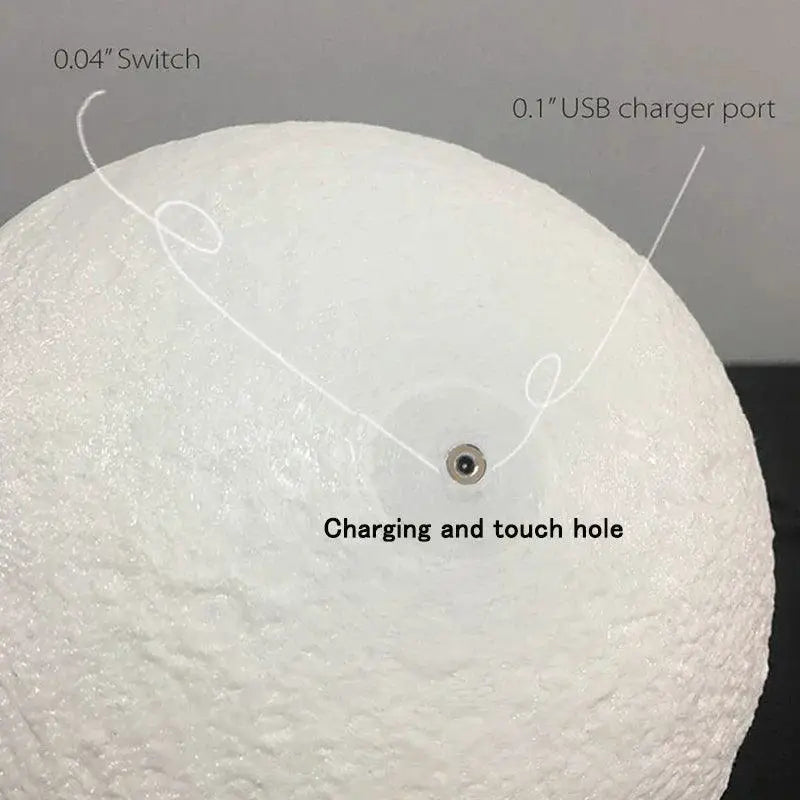 3D Printed Rechargeable Moon Lamp With 16 Color Remote LED