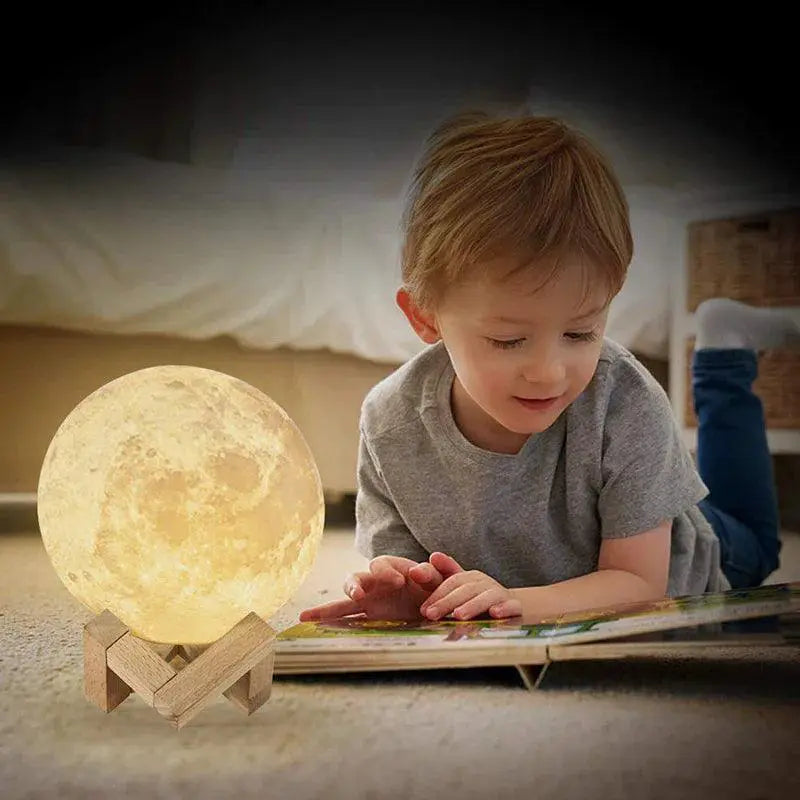 3D Printed Rechargeable Moon Lamp With 16 Color Remote LED
