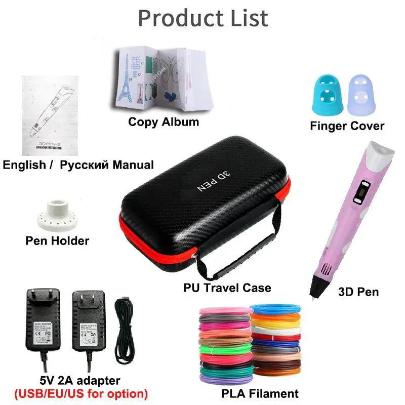3D Printing Pen for Kids LED Display PLA and ABS Compatible