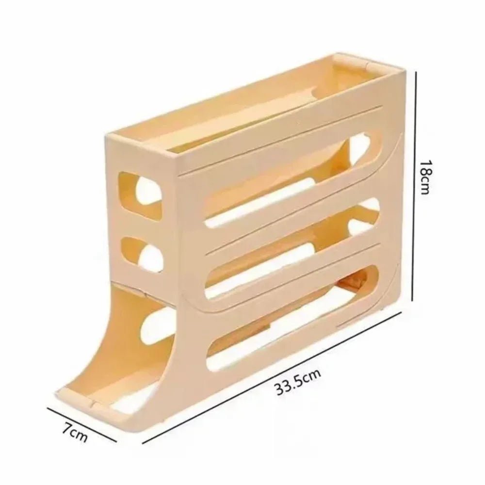 4 Layer Automatic Rolling Egg Dispenser For Refrigerator Storage Box Space Saver XL