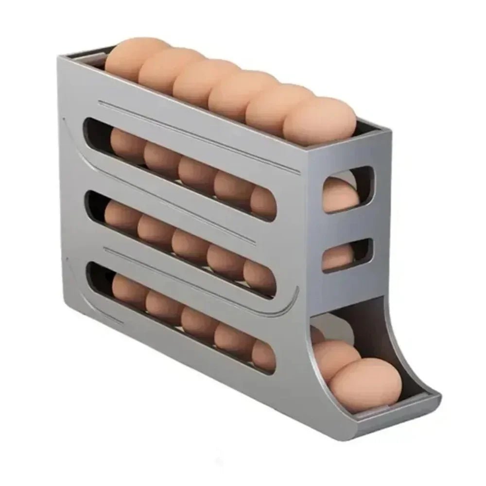 4 Layer Automatic Rolling Egg Dispenser For Refrigerator Storage Box Space Saver XL