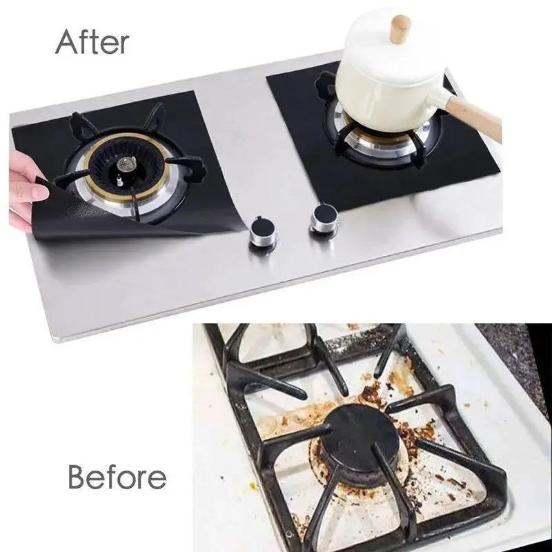 Gas Stove Protector Liner Pads 4 Pack Reusable Easy Clean