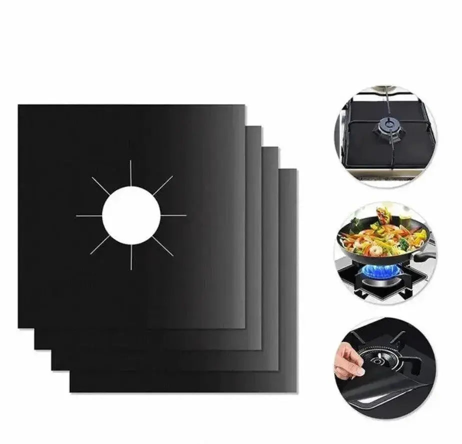 Gas Stove Protector Liner Pads 4 Pack Reusable Easy Clean