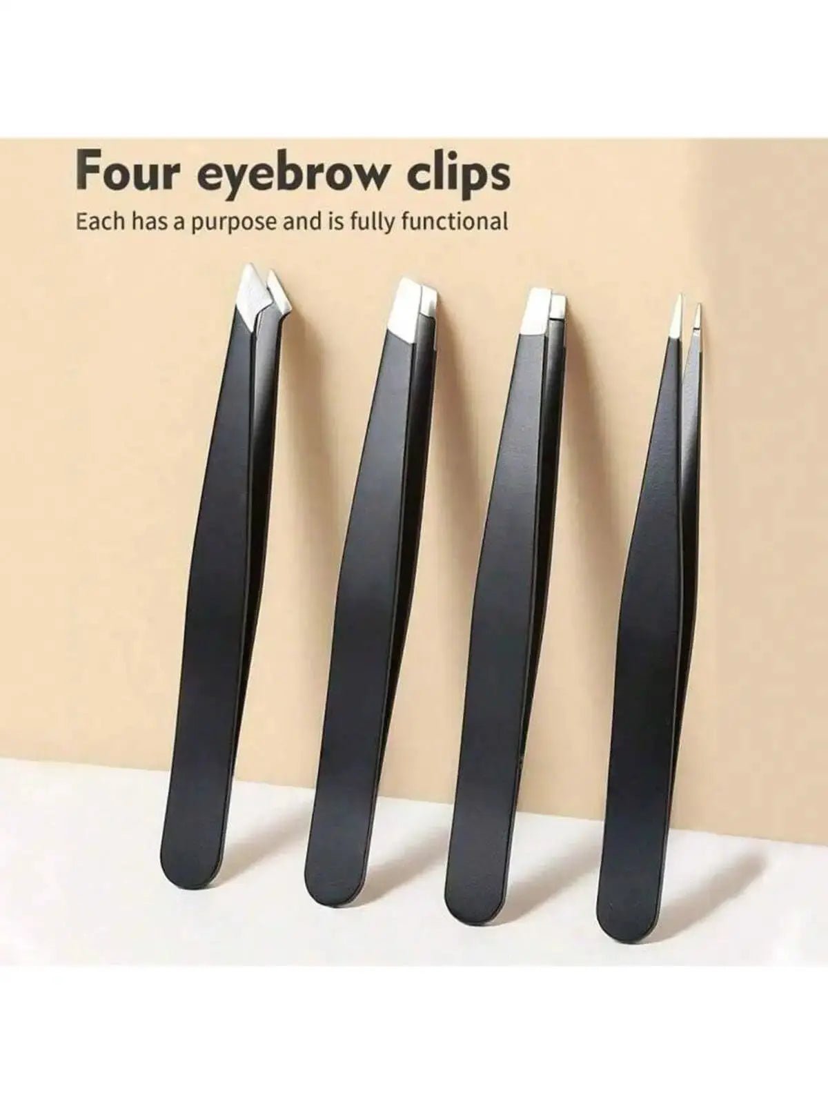 4 Pack Stainless Steel Tweezers Precision Grooming for Eyebrows and Eye Shaping