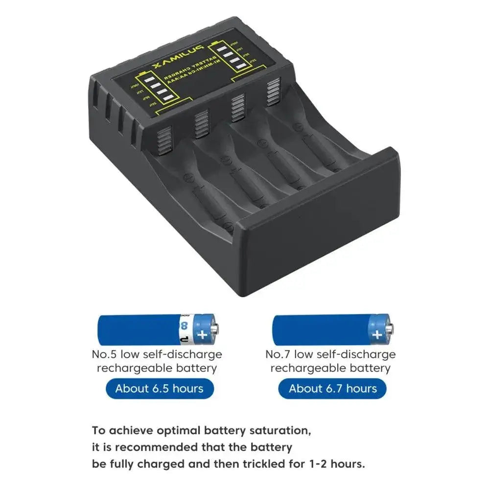 4 Slot Fast Battery Charger LED Indicator USB Charging Unit