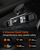 4Ch WiFi Dashcam Four Channel DVR FHD 1080P Front Left Right Rear - Night Vision