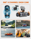 4Ch WiFi Dashcam Four Channel DVR FHD 1080P Front Left Right Rear - Night Vision