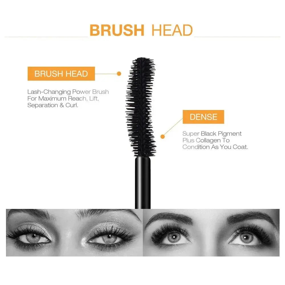 4D Fiber Lash Mascara Waterproof Curved Brush For Length