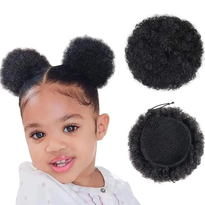 4Inch Afro Puff Drawstring Ponytail Clip In Hair Bun