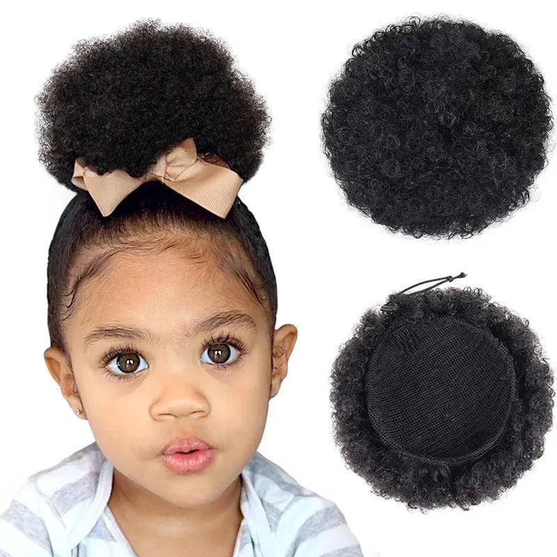 4Inch Afro Puff Drawstring Ponytail Clip In Hair Bun