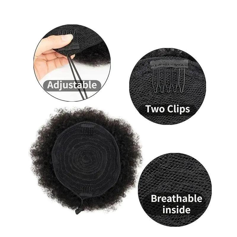 4Inch Afro Puff Drawstring Ponytail Clip In Hair Bun