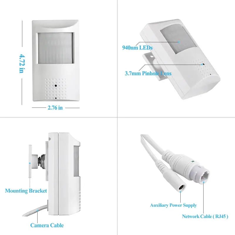 4K 940nm PIR IP Camera PoE 8MP Night Vision Indoor Security Cam Motion Alerts
