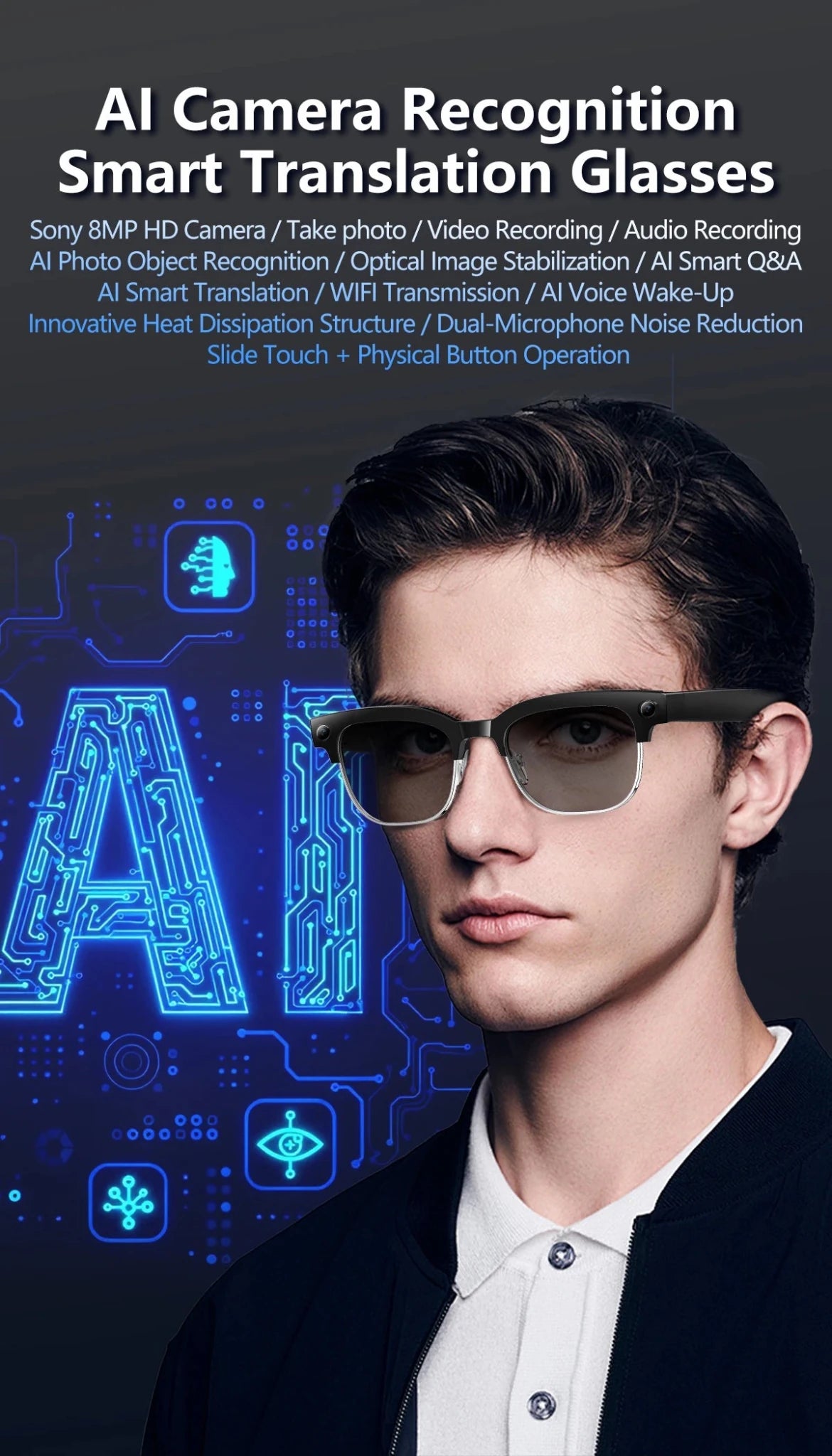 4K Camera Smart Glasses for Translation