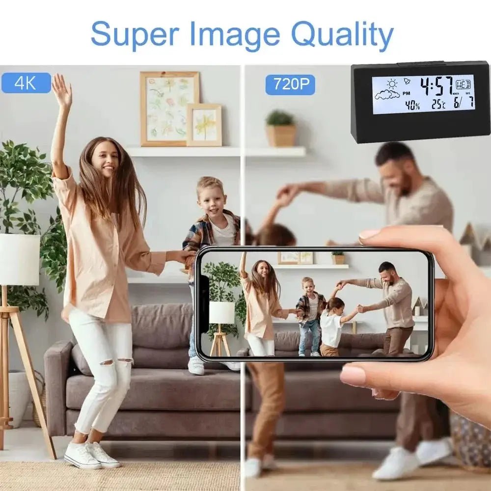 4K HD Mini Clock Camera With Remote Viewing And Motion Alerts For Home Security
