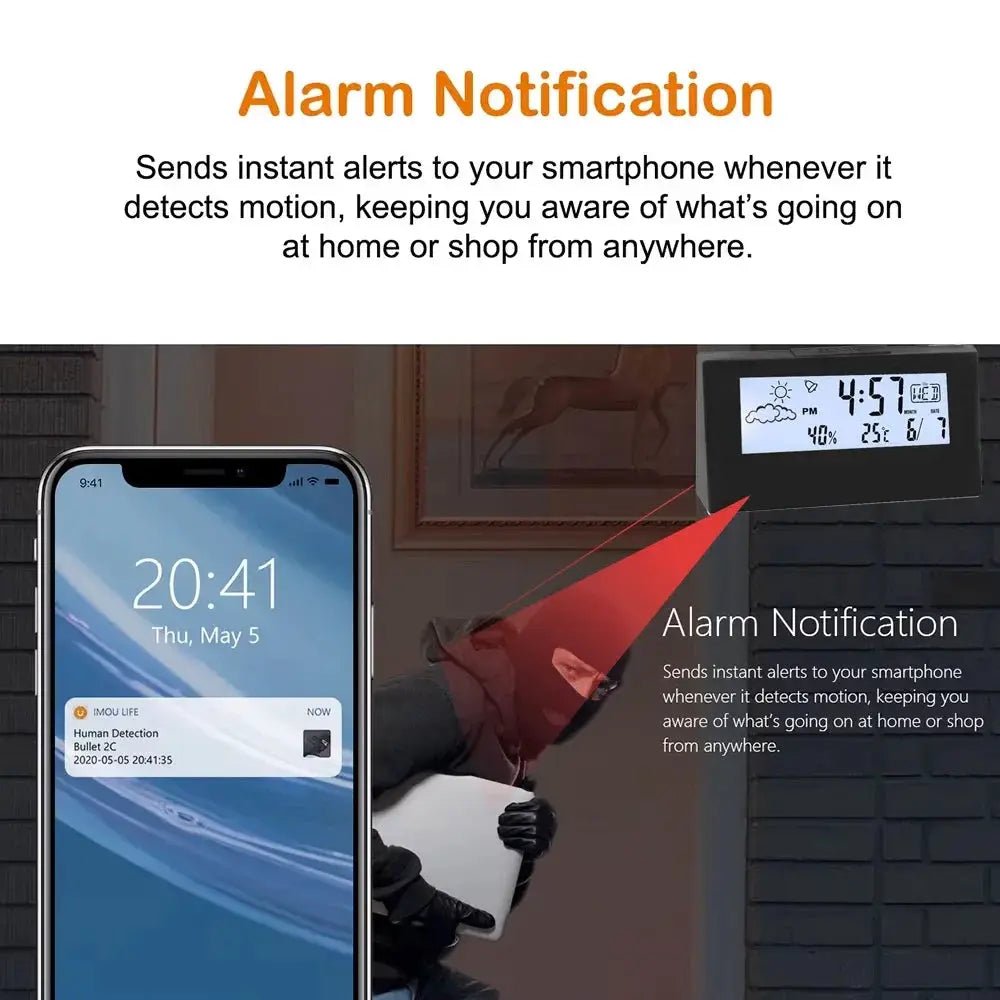 4K HD Mini Clock Camera With Remote Viewing And Motion Alerts For Home Security