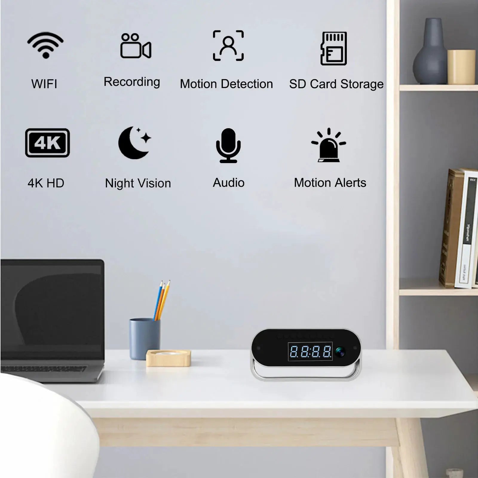 4K HD Spy Clock Camera Covert With WiFi Night Vision And Motion Alerts