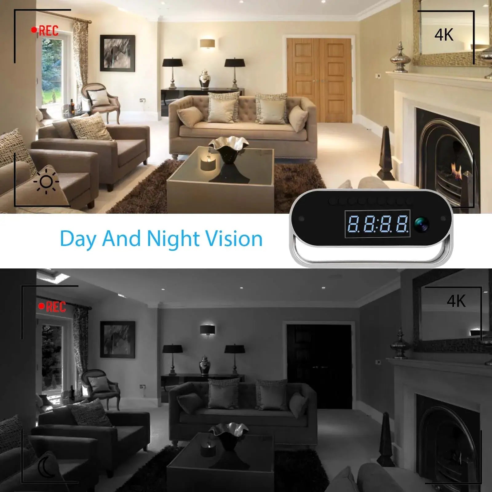 4K HD Spy Clock Camera Covert With WiFi Night Vision And Motion Alerts