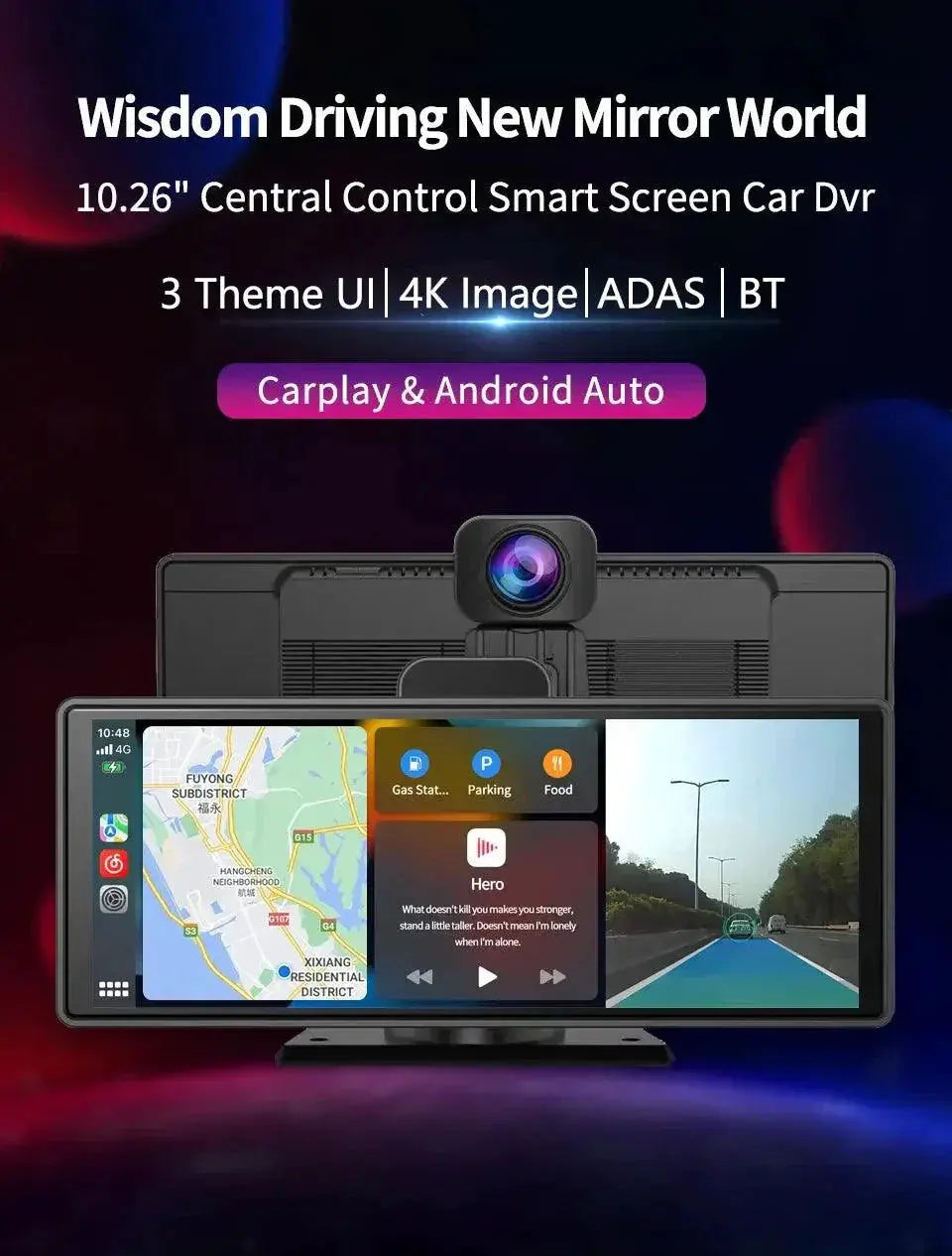 4K Wireless Dash Cam With CarPlay And Android Auto Safety