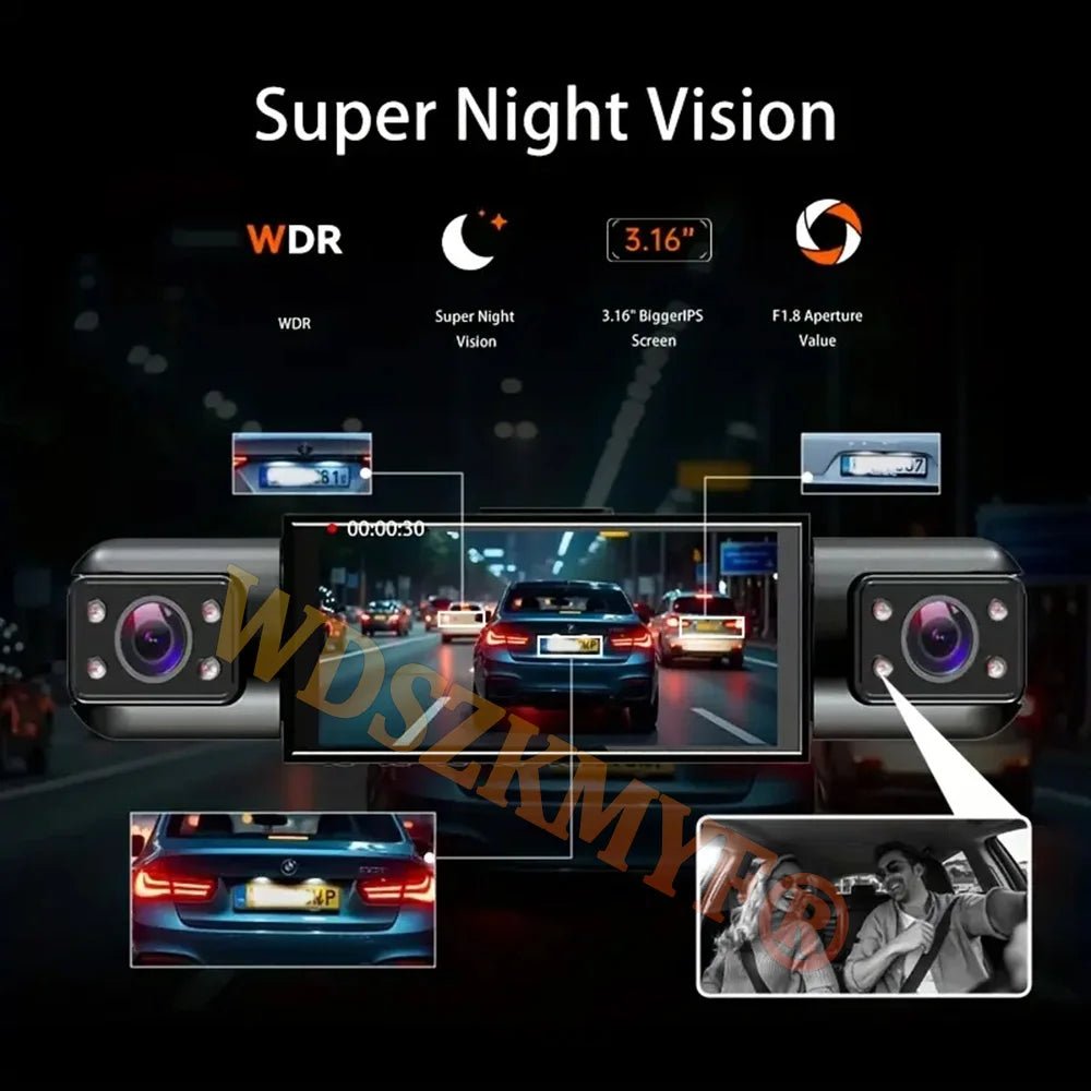 4Lens Car DVR 360 Degrees Video Recorder 1080P Dash Cam - 3 Or 4 Channel Rear HD