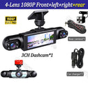 4Lens Car DVR 360 Degrees Video Recorder 1080P Dash Cam - 3 Or 4 Channel Rear HD