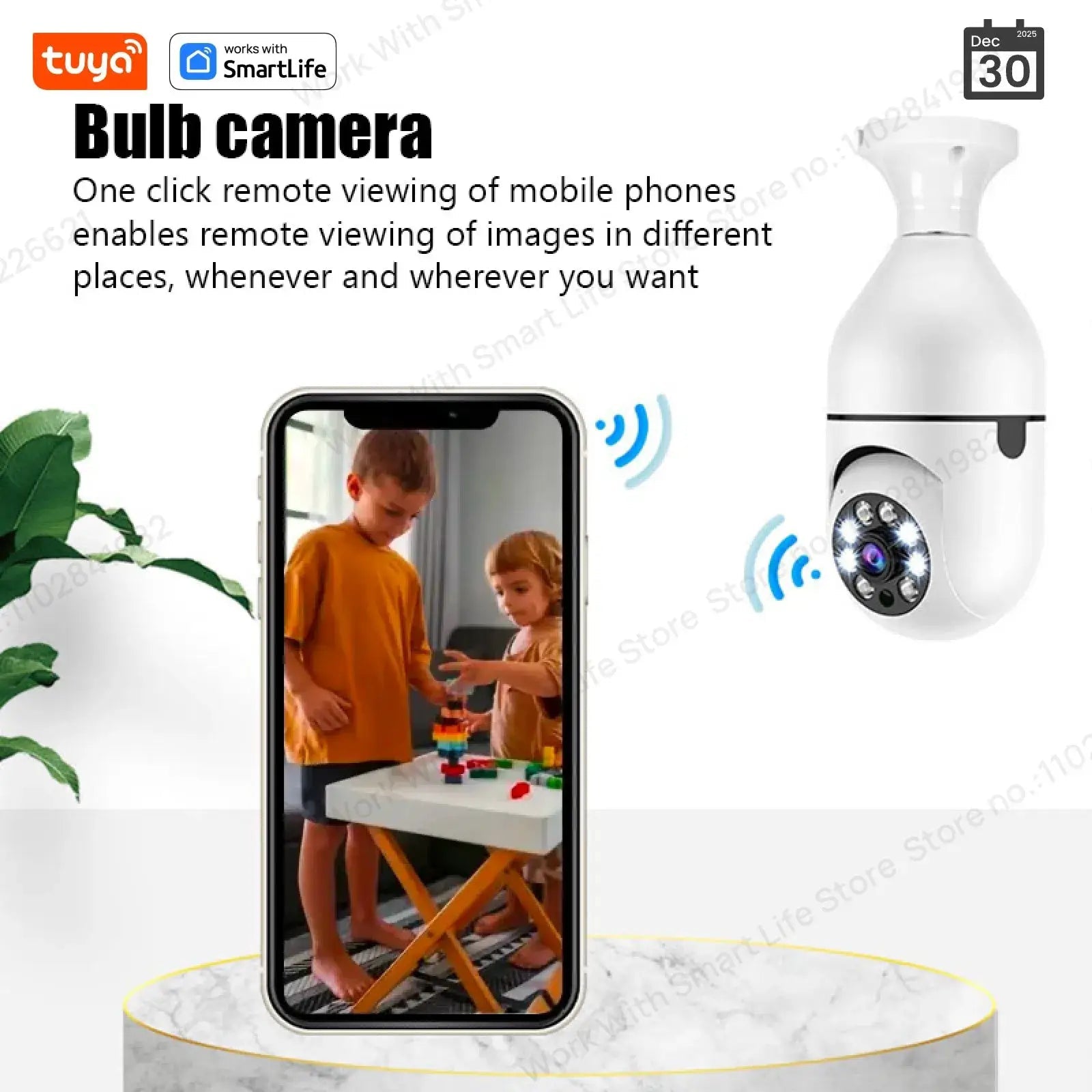 4MP Tuya E27 Smart Bulb Camera WiFi Night Vision Two Way Audio Motion Alerts
