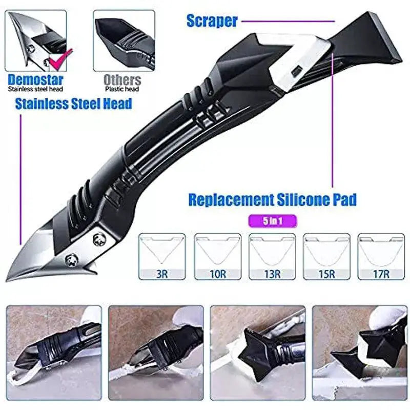 5 In 1 Silicone Sealant Caulk Finisher Grout Kit Tools