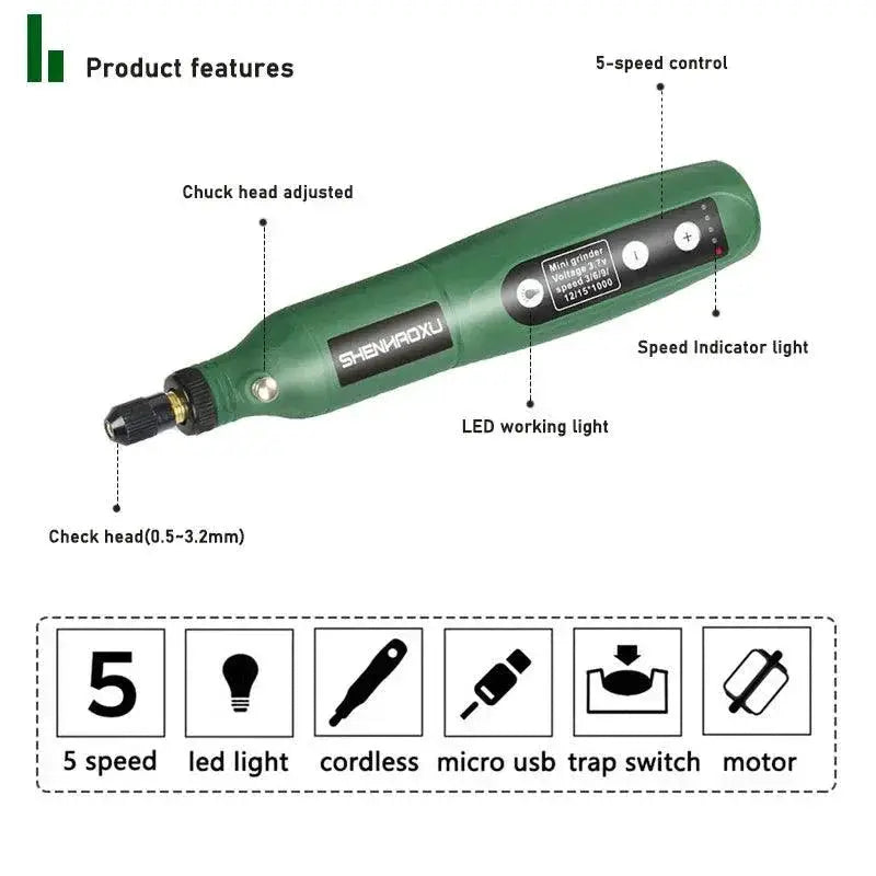 5 Speed Cordless Engraving Tool With Dremel Accessories