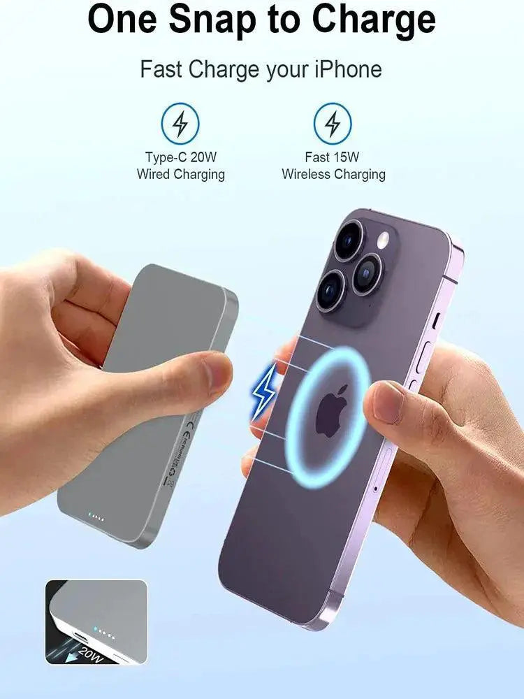 5000mAh Magnetic Wireless Charger 15W Power Bank for iPhone