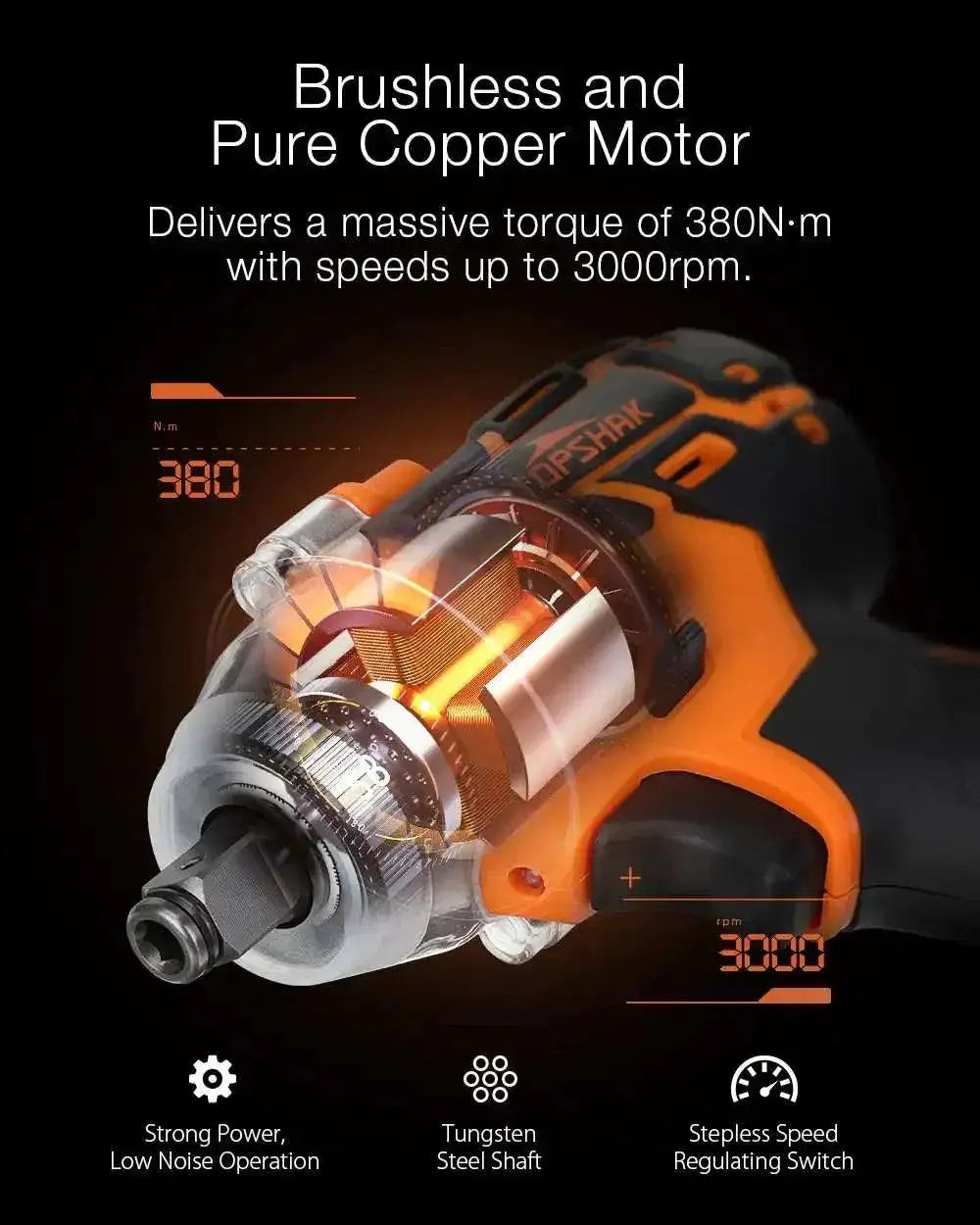 588NM Brushless Electric Half Inch Cordless Impact Wrench Pro