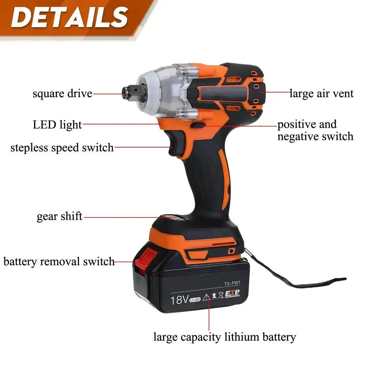 588NM Brushless Electric Half Inch Cordless Impact Wrench Pro