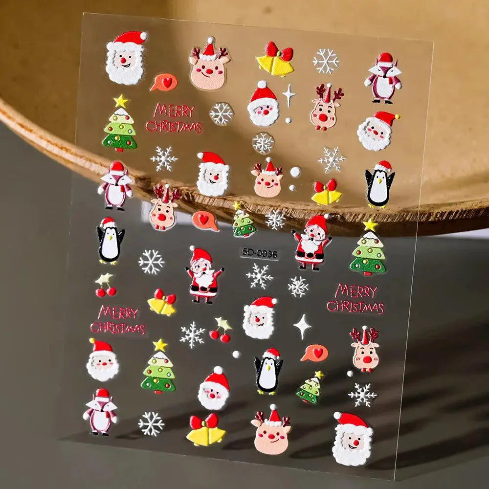 5D Christmas Nail Art Stickers for Festive Manicures