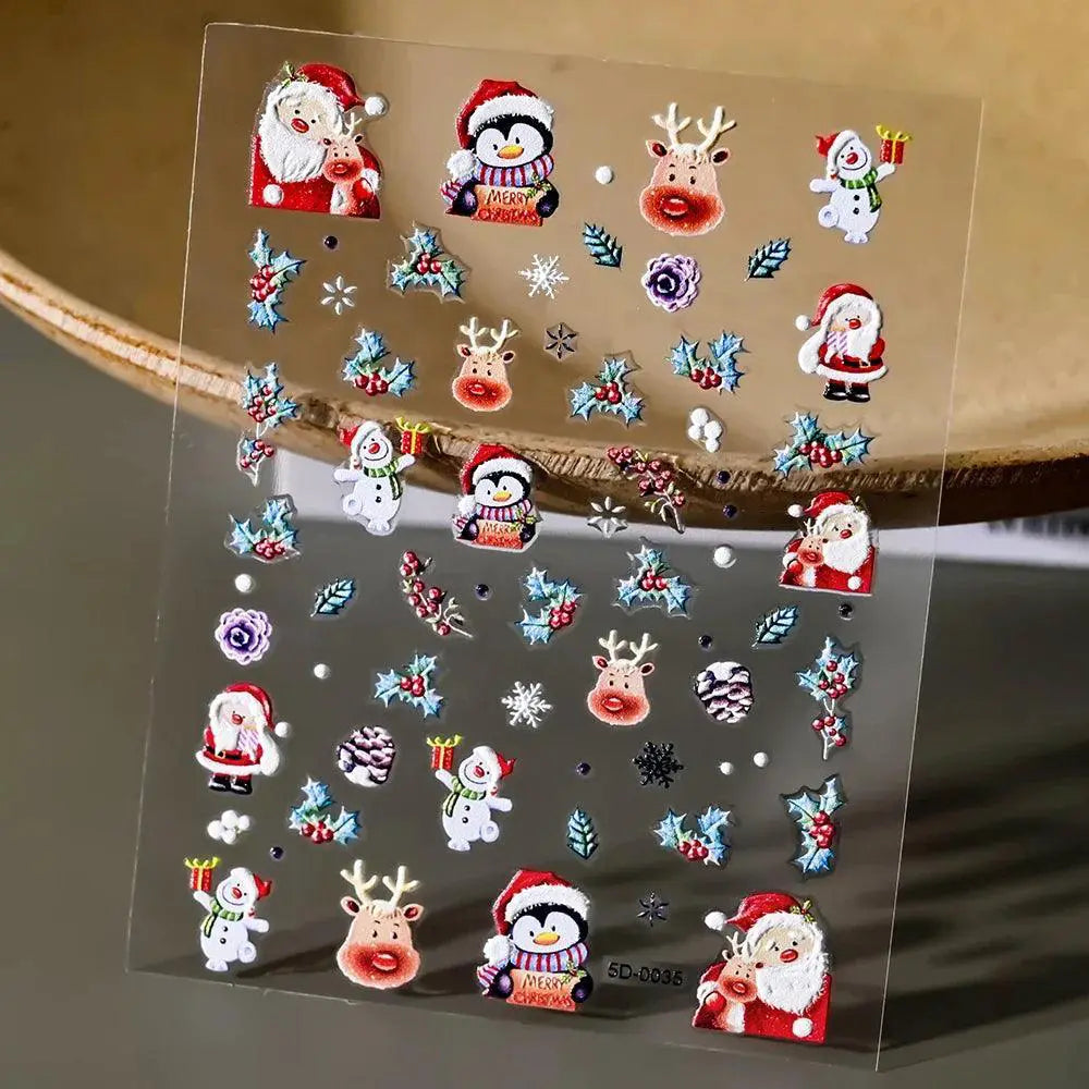 5D Christmas Nail Art Stickers for Festive Manicures