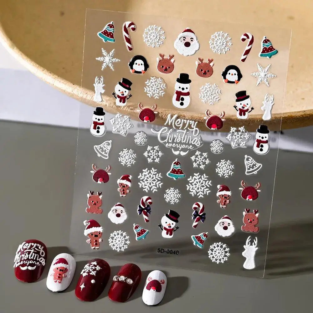 5D Christmas Nail Art Stickers for Festive Manicures