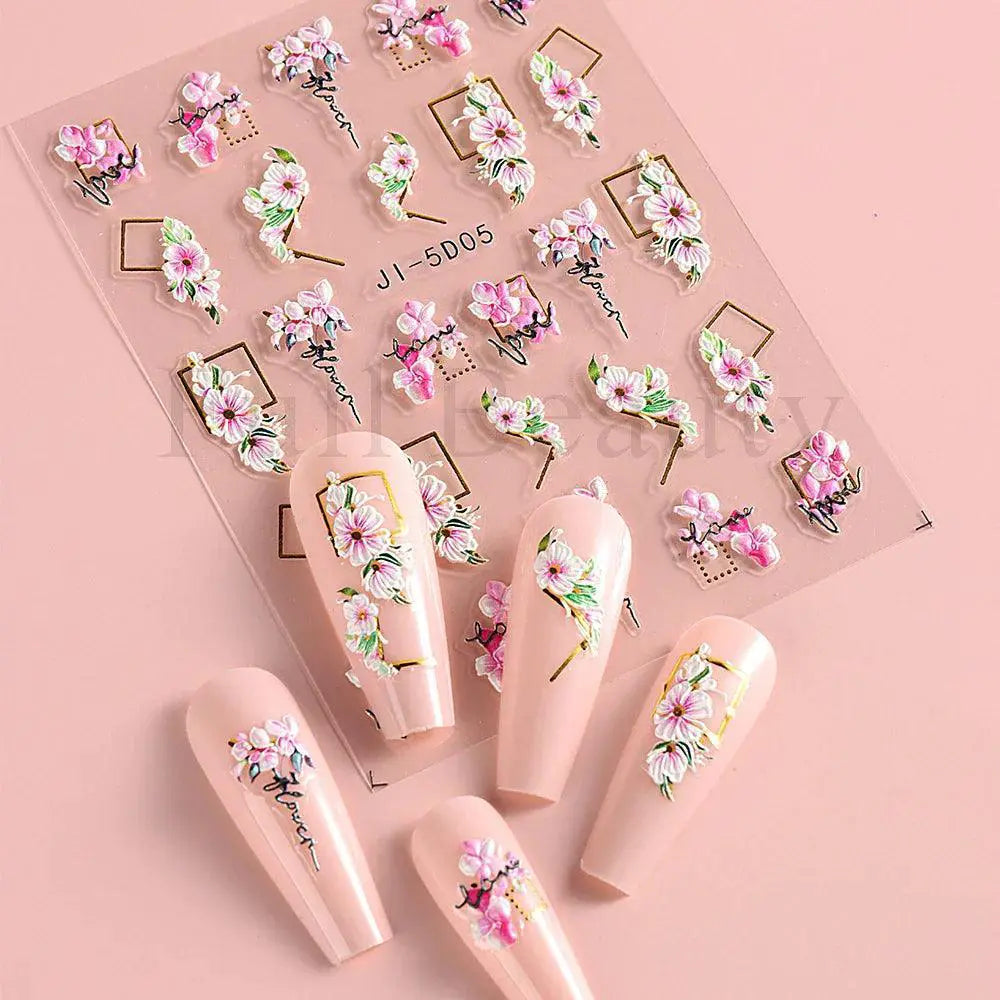 5D Floral Geometry Japanese Nail Art Stickers Impeccable