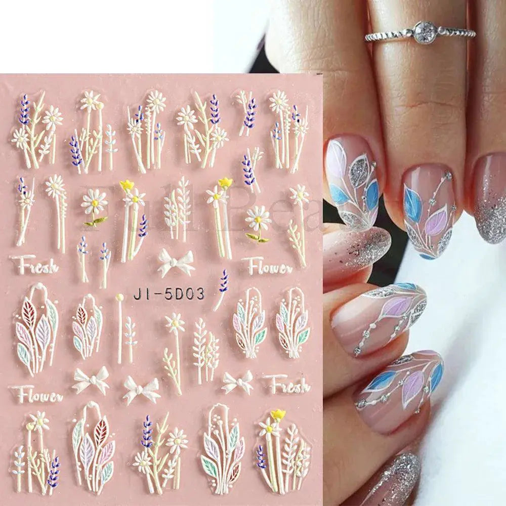 5D Floral Geometry Japanese Nail Art Stickers Impeccable