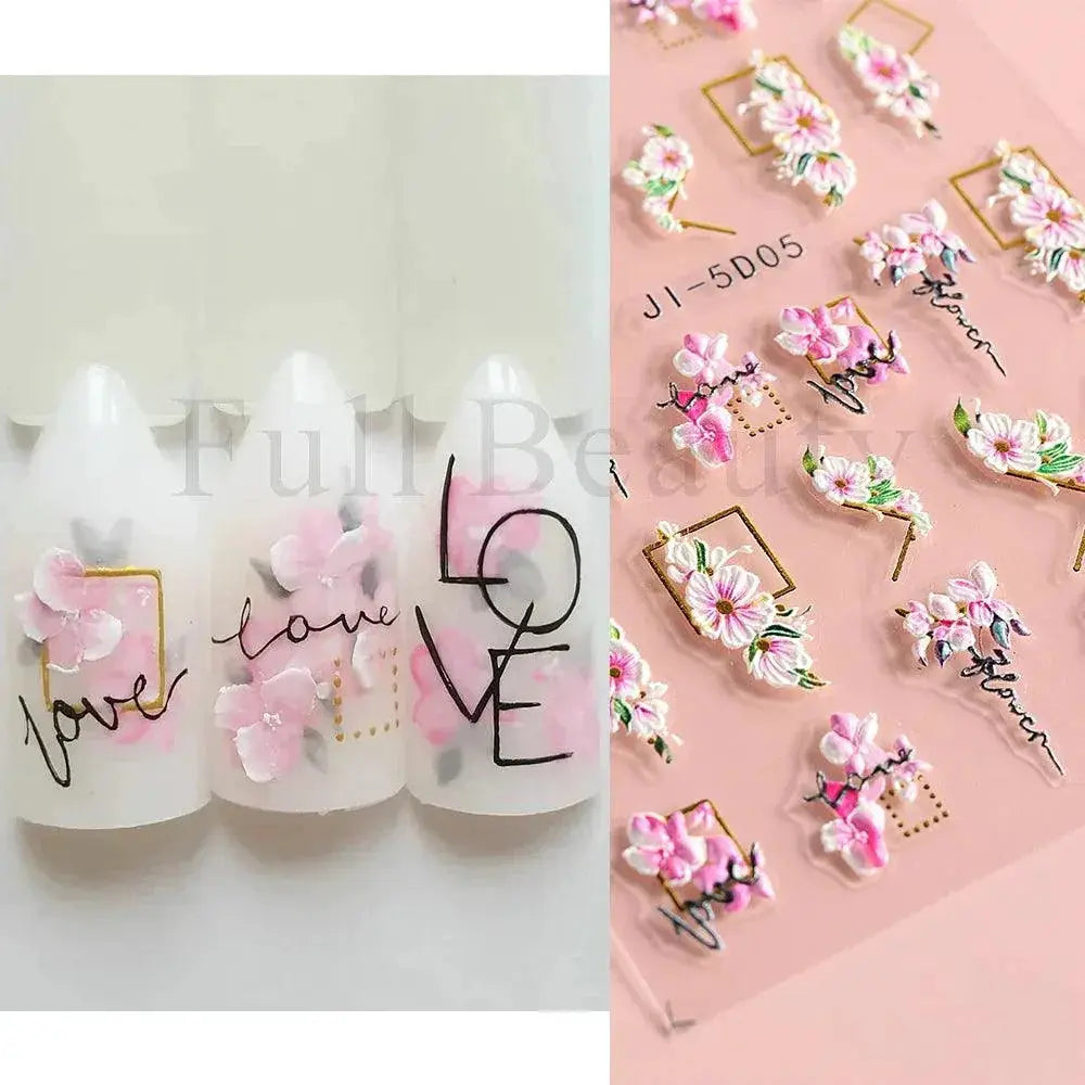 5D Floral Geometry Japanese Nail Art Stickers Impeccable