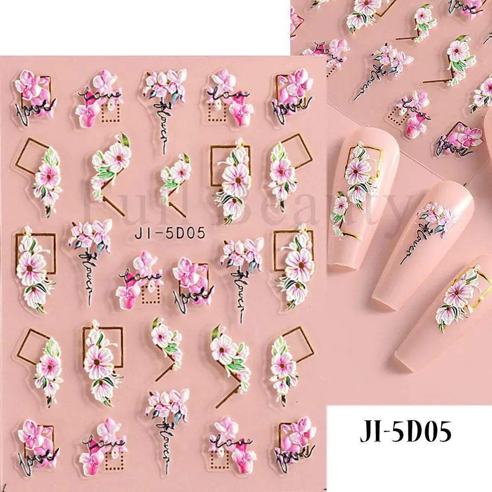 5D Floral Geometry Japanese Nail Art Stickers Impeccable