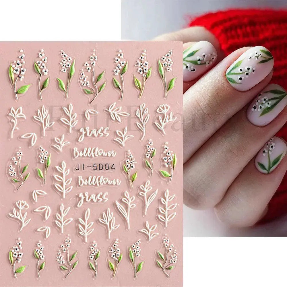 5D Floral Geometry Japanese Nail Art Stickers Impeccable