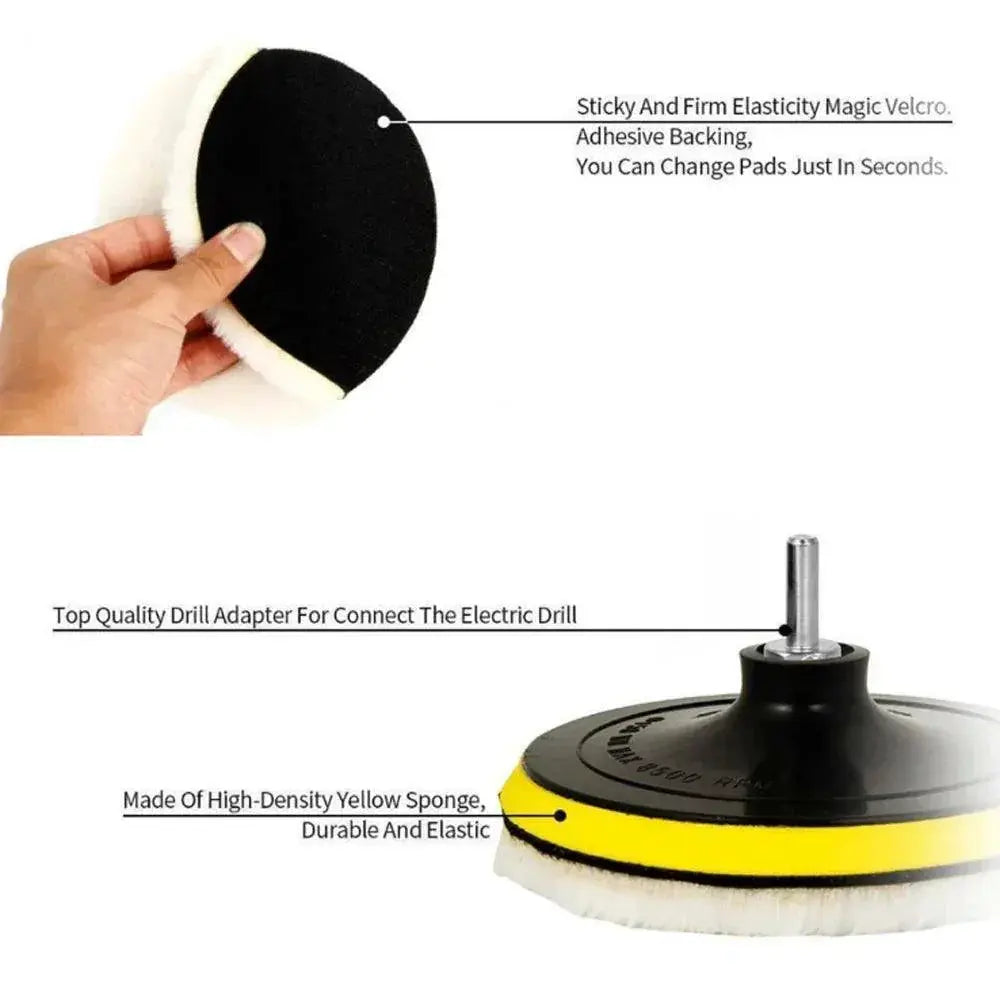 5Pcs Soft Wool Car Polish Pads Buffing Kit 3 4 5 6 7 Inch